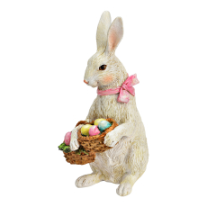 Hase mit Osterkorb aus Poly, Weiß