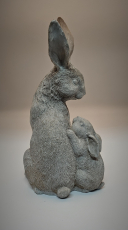 Hase Mutter und Kind aus Poly grau,groß