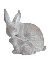 Hase Mutter und Kind aus Poly grau,groß