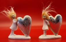 Kind mit Herz aus Poly Silber, 2 Fach