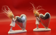 Kind mit Herz aus Poly Silber, 2 Fach