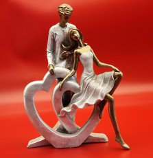 Liebespaar mit Herz Poly Silber