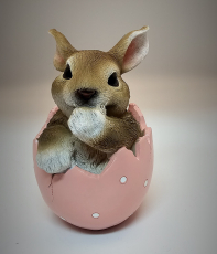 Hase im Ei aus Poly, rosa