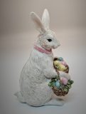 Hase mit Osterkorb aus Poly, Weiß