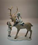 Hirsch mit Kindern Poly bunt