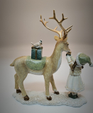 Hirsch mit Mädchen Poly bunt