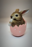 Hase im Ei aus Poly, rosa