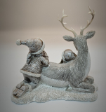 Hirsch mit Kindern aus Poly weiß
