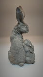 Hase Mutter und Kind aus Poly grau,groß