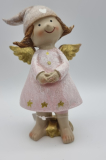 Engel Rosa mit Glitter schaut