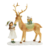 Hirsch mit Mädchen Poly bunt