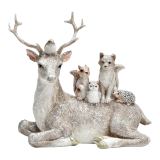Hirsch liegend aus Poly weiß,beige