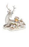 Hirsch mit Kind aus Poly weiß